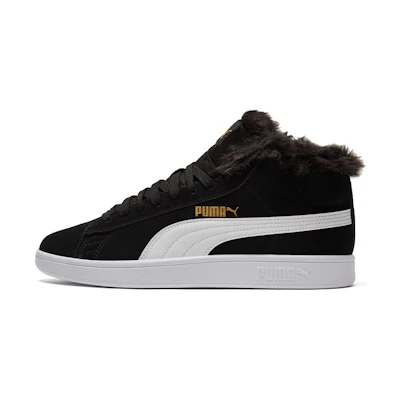 (W) Puma Smash V2 Plus Fleece Mid-Top Sneakers Black