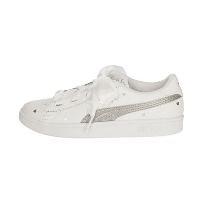 (W) Puma Smash V2 Ribbon Retro Low Tops Casual Skateboarding Shoes White