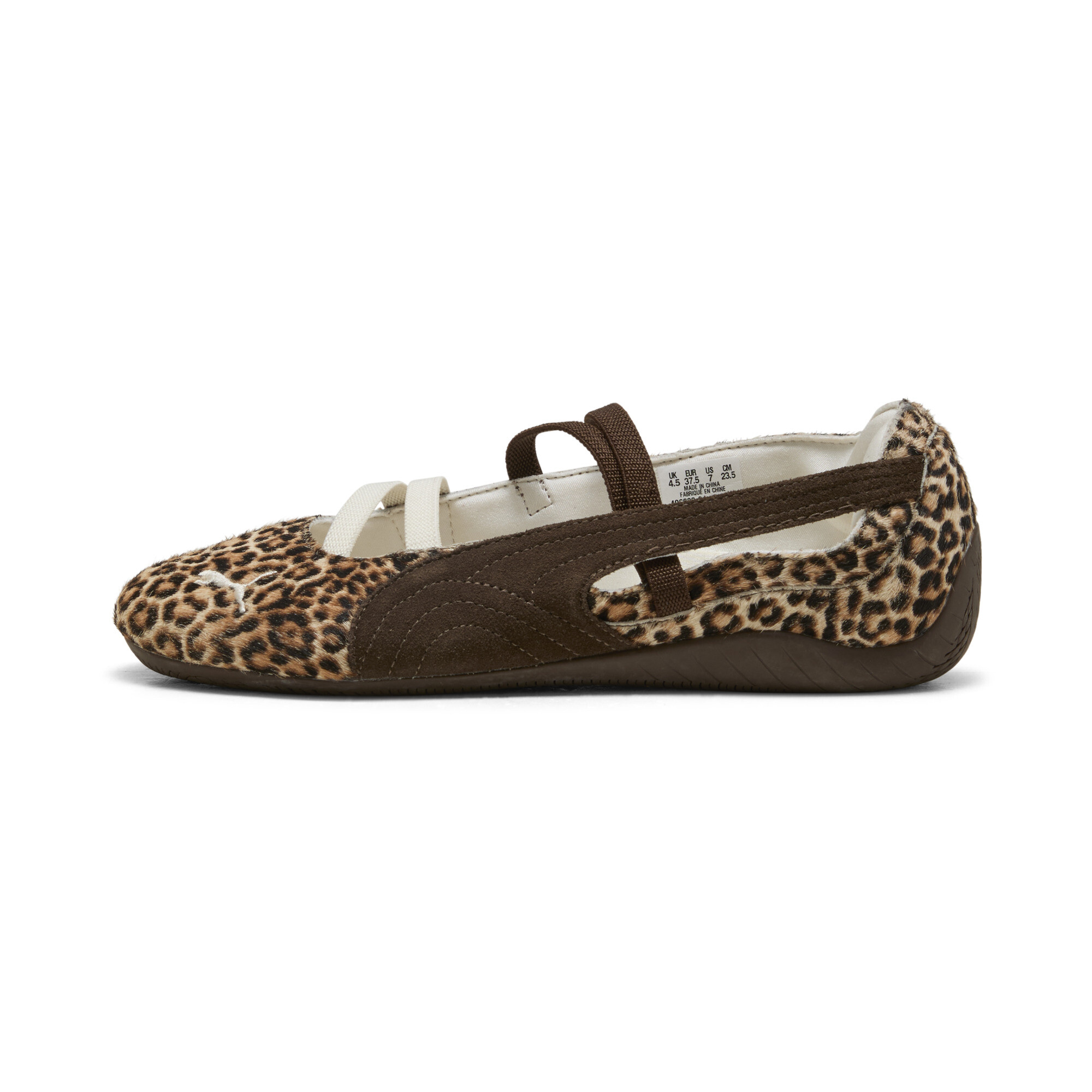 (Women) PUMA Speedcat Ballet Brown Mary Jane Retro Leopard Print Shoes. 406689-01