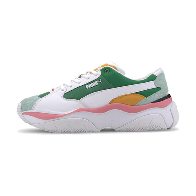 (W) Puma Storm.Y Color Block 'White Green'