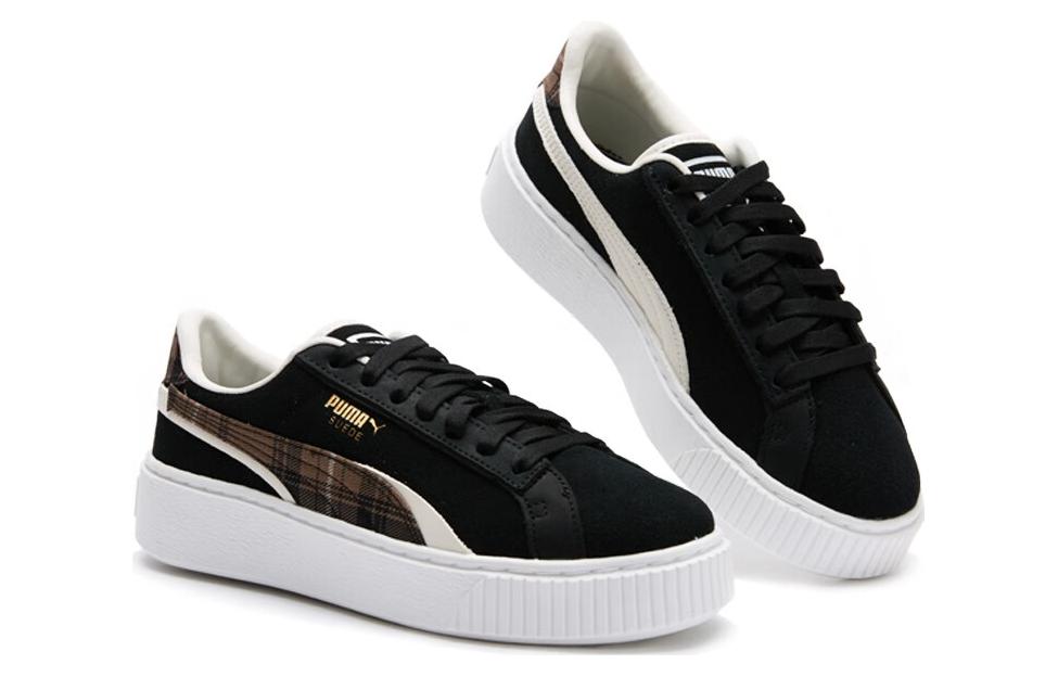 Shop (W) Puma Suede Platform Cuadros 'Negro' 395228-01