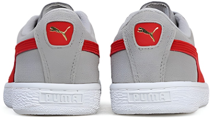 PUMA麂皮經典Jr 復古 低筒 滑板鞋 女款 灰紅 Shop PUMA麂皮經典Jr 復古 低筒 滑板鞋 女款 灰紅