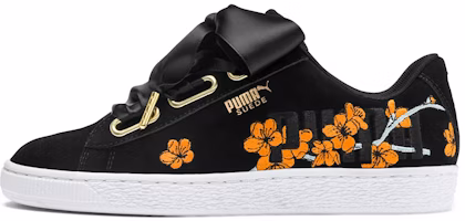 (Women) Puma Suede Heart Floral 'Black Orange' 370807-01 (Women) Puma Suede Heart Floral 'Black Orange' 370807-01