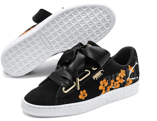 (Women) Puma Suede Heart Floral 'Black Orange' 370807-01 Lookbook (Women) Puma Suede Heart Floral 'Black Orange' 370807-01