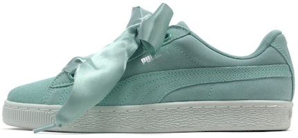 (Women) Puma Suede Heart Pebble Shoes Green 365210-03 (Women) Puma Suede Heart Pebble Shoes Green 365210-03