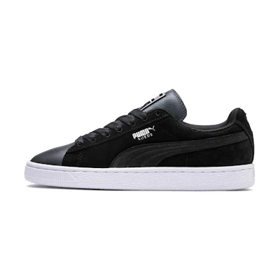(W) Puma Suede Shimmer Black/Grey Low Board Shoes