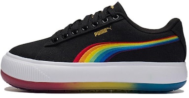 (Women) Puma Suede Mayu Prism Low Tops Thick Sole Skateboarding Shoes Black 387240-01 (Women) Puma Suede Mayu Prism Low Tops Thick Sole Skateboarding Shoes Black 387240-01