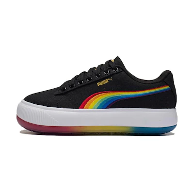 (W) Puma Suede Mayu Prism Low Tops Thick Sole Skateboarding Shoes Black