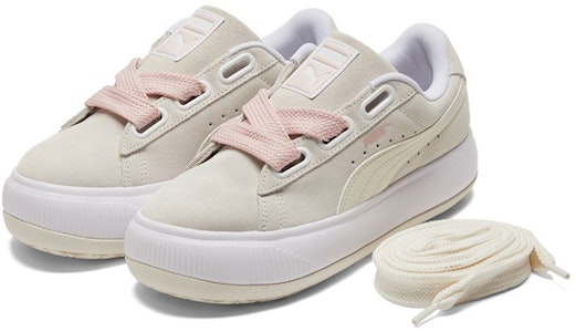 PUMA Suede mayu heart 厚底 防滑輕便 低幫 板鞋 女款 米白色 Lookbook PUMA Suede mayu heart 厚底 防滑輕便 低幫 板鞋 女款 米白色