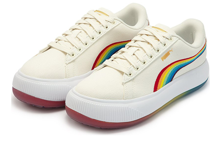 Shop PUMA Suede Mayu Prism 彩虹 經典 低筒 板鞋 女款 米白色