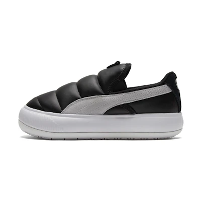(W) Puma Suede Mayu Slip-on Shoes Black/White
