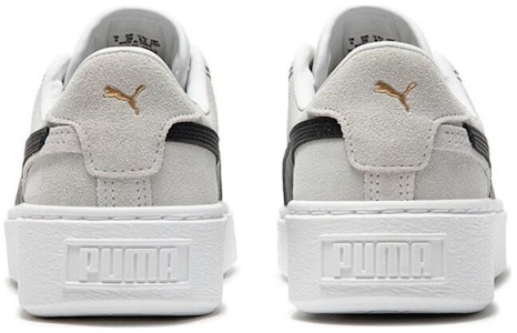 PUMA SuedePlatform 防滑耐磨 低筒 板鞋 女款 米黑白 Shop PUMA SuedePlatform 防滑耐磨 低筒 板鞋 女款 米黑白