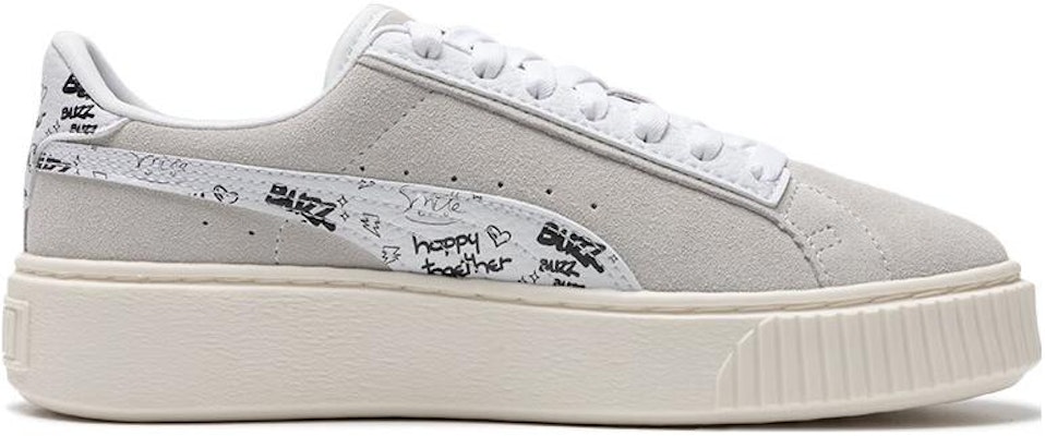 PUMA 絨面高底板鞋女款 彪馬白黑色 Order PUMA 絨面高底板鞋女款 彪馬白黑色