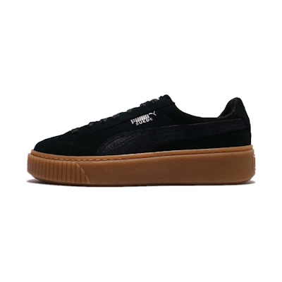 (W) Puma Suede Platform Animal Low Top Black