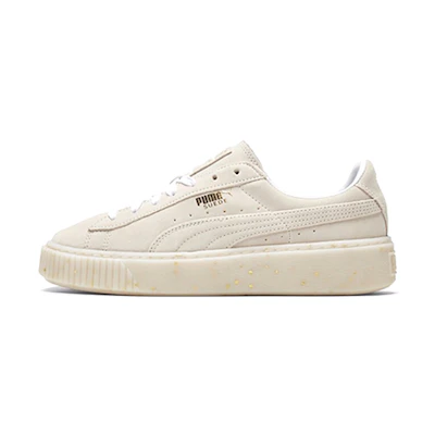 (W) Puma Suede Platform Buff/Gold Board Shoes