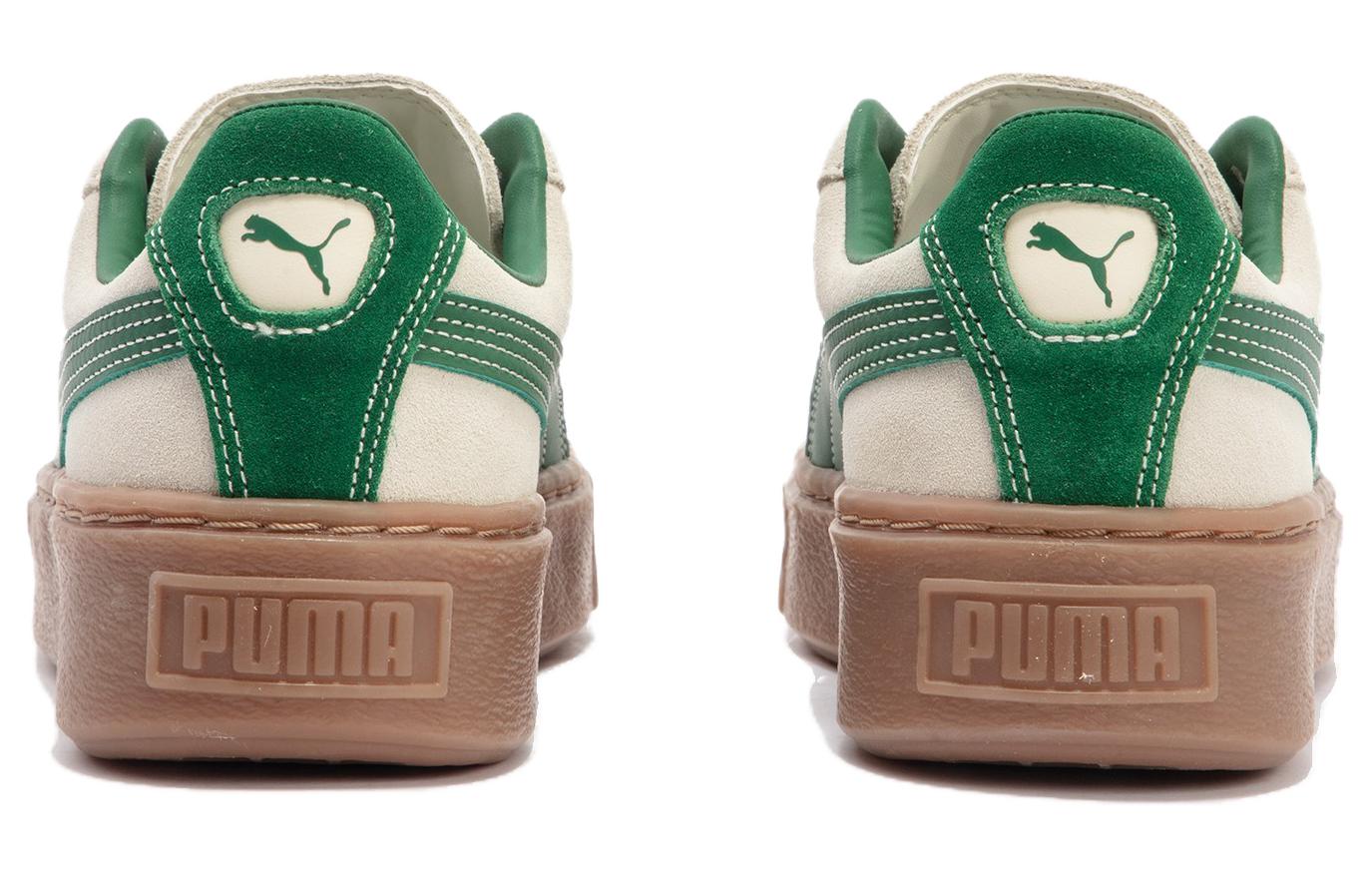 Shop PUMA 防滑耐磨 低幫 板鞋 女款 米綠色