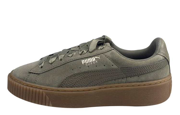 (W) Puma Suede Platform Green Brown