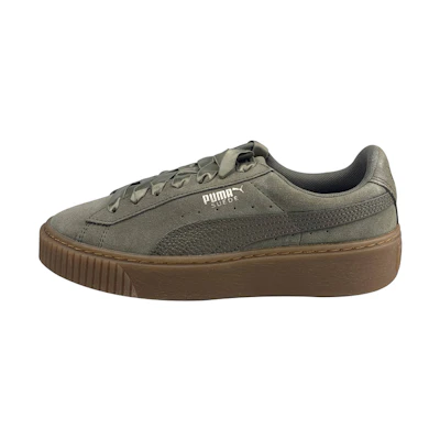 (W) Puma Suede Platform Green Brown