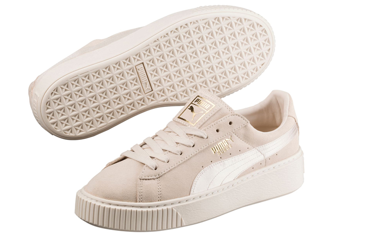 Shop (W) Puma Suede Plataforma Satin 'Beige' 365828-02