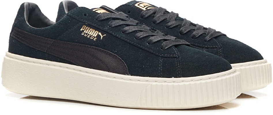 (W) Puma Suede Platform Satin 'Hitam Putih Emas' 365828-05 Order (W) Puma Suede Platform Satin 'Hitam Putih Emas' 365828-05