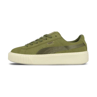 (W) Puma Suede Platform Satin Green 'Olive'