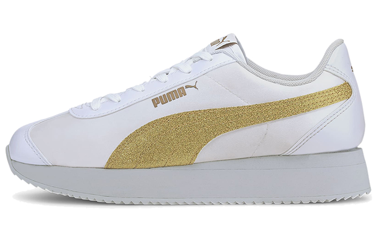 (Women) Puma Turino Stacked Glitter Low Running Shoes White/Gold 371944-06