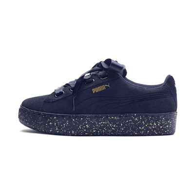 (W) Puma Vikky Platform Ribbon Casual Board Shoes Blue