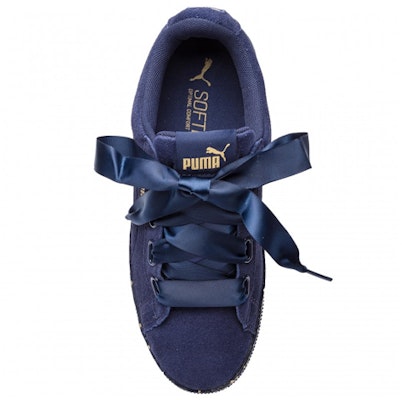 Puma Vikky 平台緞帶 藍色 女款 休閒板鞋 Lookbook Puma Vikky 平台緞帶 藍色 女款 休閒板鞋