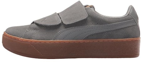 (Women) Puma Vikky Platform V Retro Low Tops Casual Skateboarding Shoes Unisex Gray 365242-03 (Women) Puma Vikky Platform V Retro Low Tops Casual Skateboarding Shoes Unisex Gray 365242-03