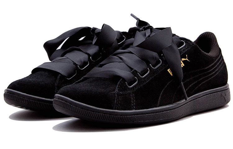 Order 彪馬 Vikky Ribbon Satin 綁帶 復古休閒板鞋 女款 黑