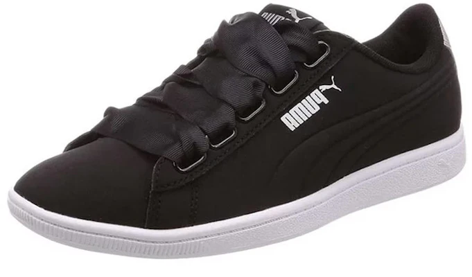 Women Puma Vikky Ribbon VT White Black Silver 367658 02