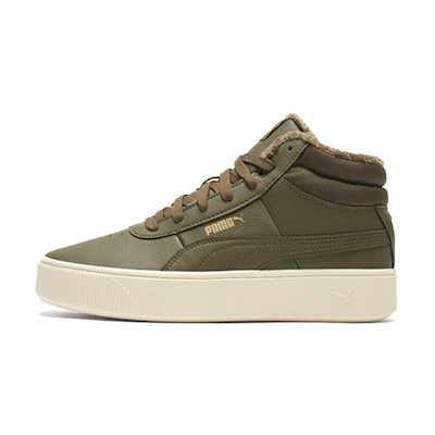 (W) Puma Vikky Stacked High Board Shoes Olive Green