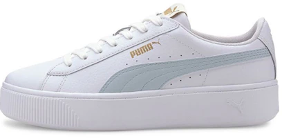 (Women) Puma Vikky Stacked Casual Board Shoes White/Blue 369143-09 (Women) Puma Vikky Stacked Casual Board Shoes White/Blue 369143-09