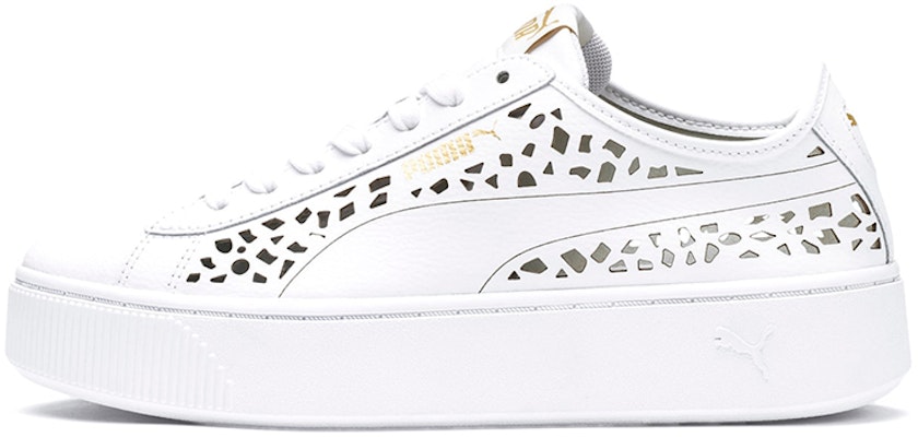 (Women) Puma Vikky Stacked Laser Cut SoftFoam Sneakers White 369378-02 Buy (Women) Puma Vikky Stacked Laser Cut SoftFoam Sneakers White 369378-02