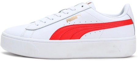 (Women) Puma Vikky Stacked Leisure Sneakers White/Red 369143-13 (Women) Puma Vikky Stacked Leisure Sneakers White/Red 369143-13