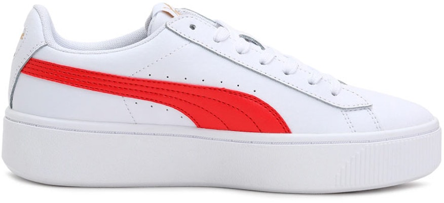 (Women) Puma Vikky Stacked Leisure Sneakers White/Red 369143-13 Order (Women) Puma Vikky Stacked Leisure Sneakers White/Red 369143-13