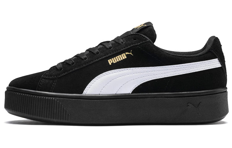 (Women) Puma Vikky Stacked Retro Casual Skateboarding Shoes Black 369144-03