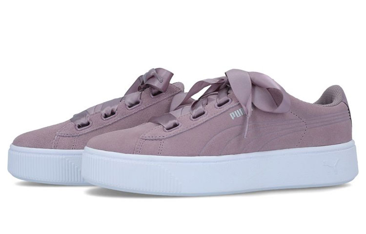 Lookbook Puma Vikky 堆疊緞帶 粉色 女款 平底鞋