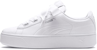 (Women) Puma Vikky Stacked Ribbon Core White Board Shoes 369112-02 (Women) Puma Vikky Stacked Ribbon Core White Board Shoes 369112-02