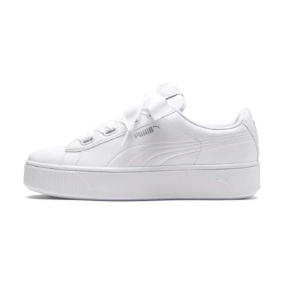 (W) Puma Vikky Stacked Ribbon Core White Board Shoes