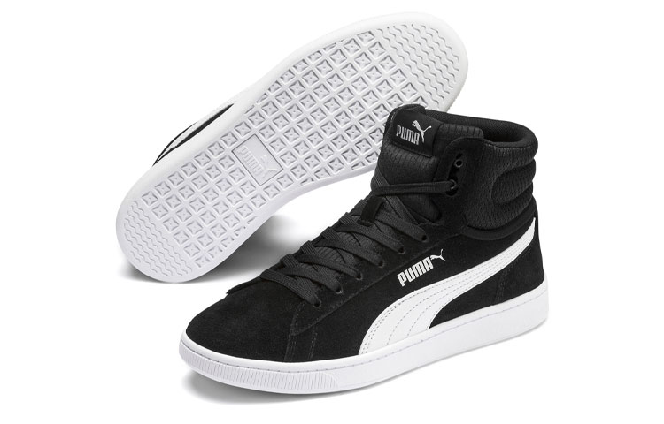 Lookbook Puma Vikky v2 Mid 女士 黑白 中筒休閒板鞋