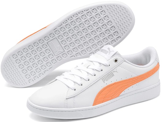 (Women) Puma Vikky V2 Zebra Sneakers White/Orange 371110-02 Purchase (Women) Puma Vikky V2 Zebra Sneakers White/Orange 371110-02