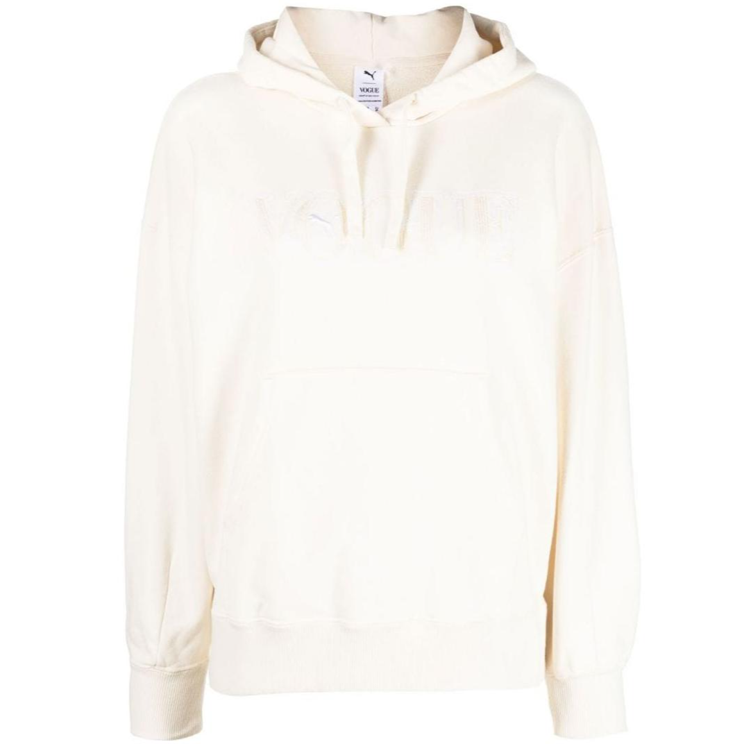 (Women) Puma White Pullover Hoodie with Letter Graphic Print 536691-65