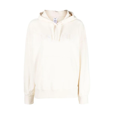 (Women) Puma White Pullover Hoodie with Letter Graphic Print 536691-65