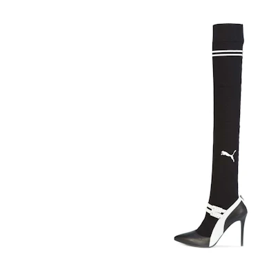 (W) Puma Fenty Knitted High Mary Jane Heels Slip On 'Black'