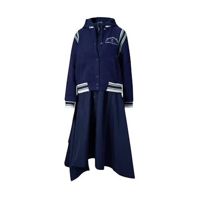 (Women) PUMA JUNE Long Loose-Fit Baseball Jacket Deep Denim Blue 536256-01