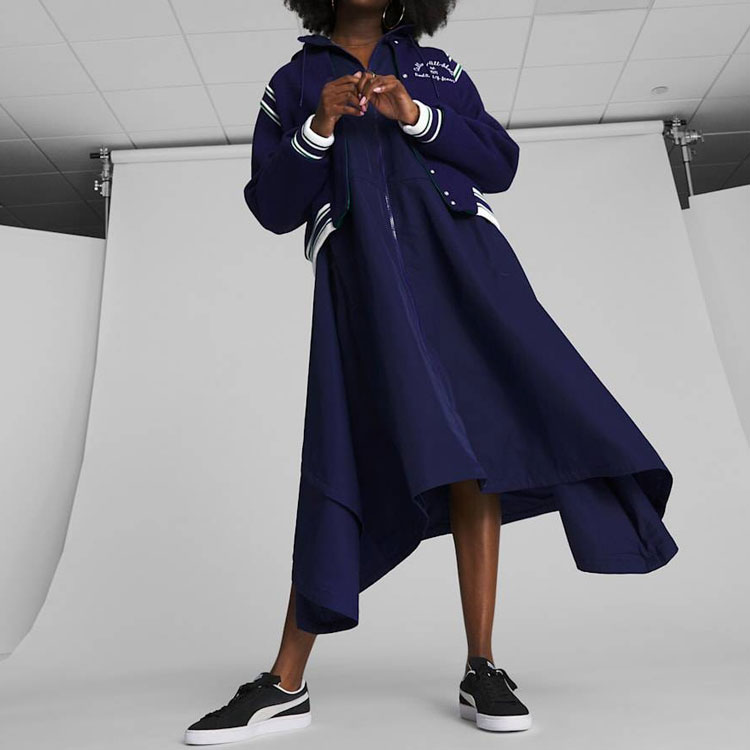 Purchase (Women) PUMA x JUNE  Long Loose-Fit Baseball Jacket Deep Denim Blue 536256-01