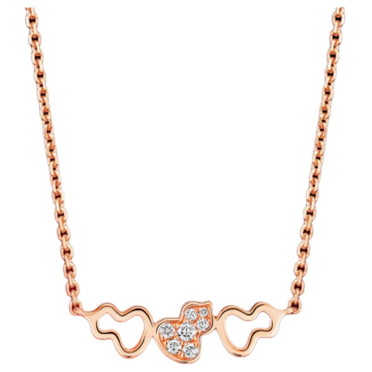 (Women) Qeelin Kirin 18K Rose Gold Diamond Necklace for Women. WWN50ACRGDI