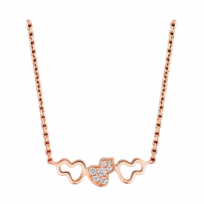 (Women) Qeelin Kirin 18K Rose Gold Diamond Necklace for Women. WWN50ACRGDI