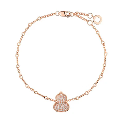 (Women) Qeelin Kirin Gourd Pendant 18K Rose Gold Diamond Bracelet. WU-030-BL-RGD